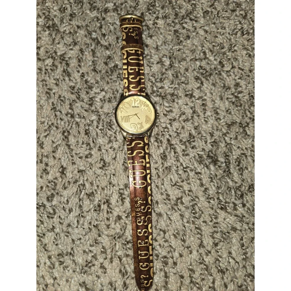 Guess Watch Vintange 1993 Tan Gold 3D Numbers Made In Japan Needs Battery